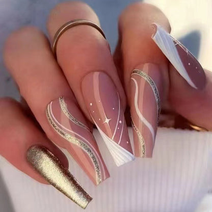 Künstlerisches Press-On-Nagelset mit Tierdruck