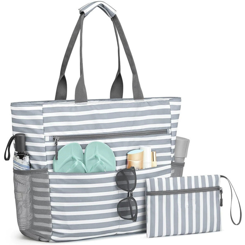 Große Strandtasche mit Mehreren Fächern und Isolierter Innentasche Brehn