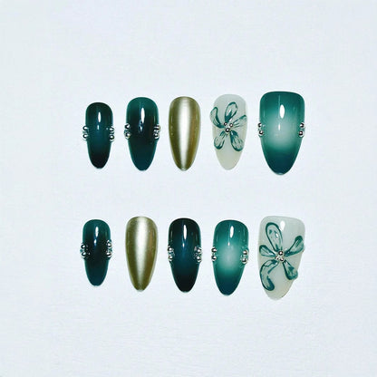 Elegantes Florales Press-On Nagelset Brehn