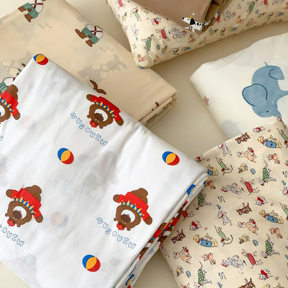 Baby- und Kinderbettwäsche-Set aus weichem Baumwoll-Perkal mit fröhlichem Elefantenmotiv