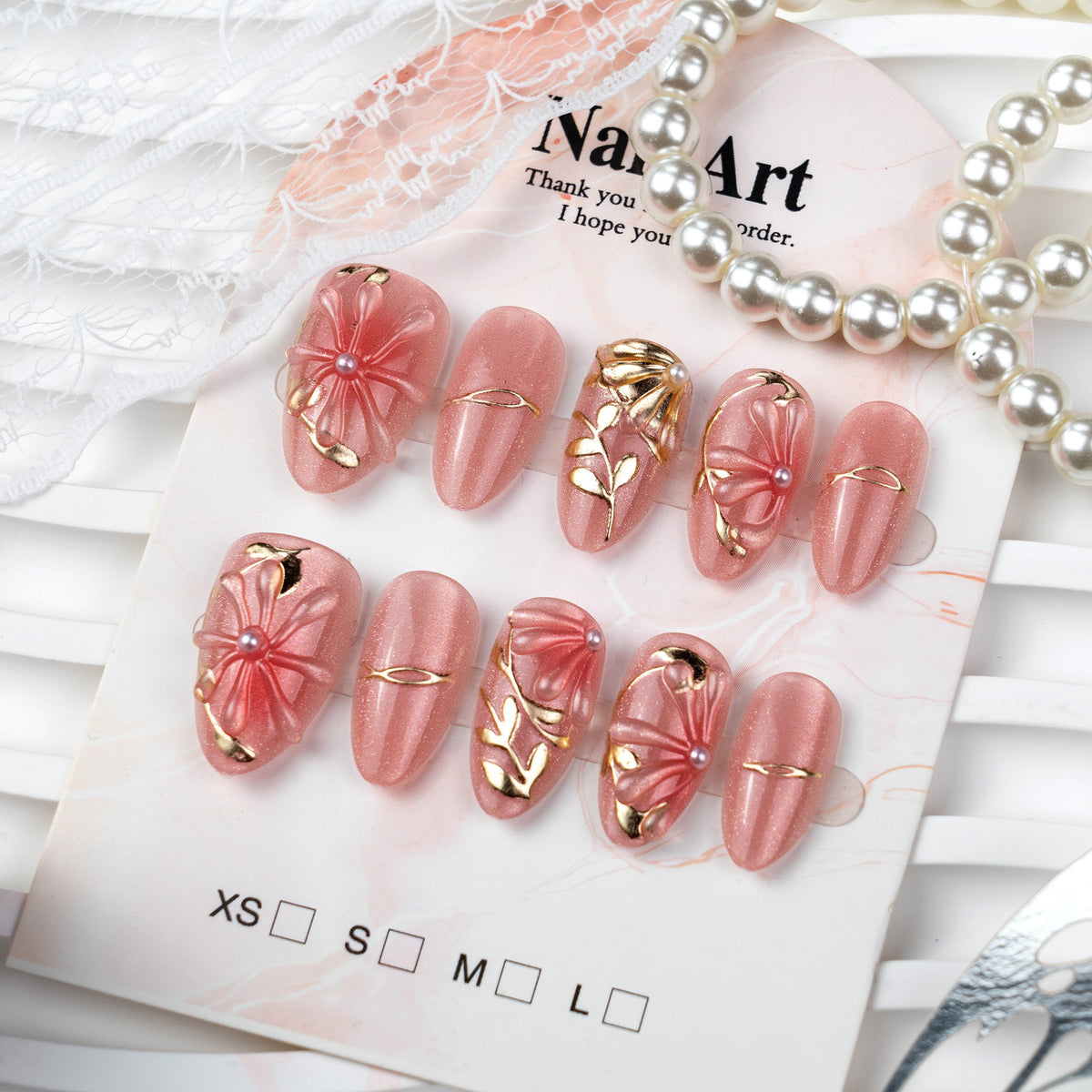 Elegantes florales Design Press-On-Nagelset Brehn