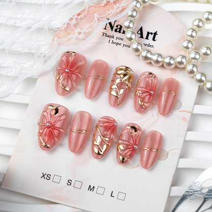 Elegantes florales Design Press-On-Nagelset Brehn