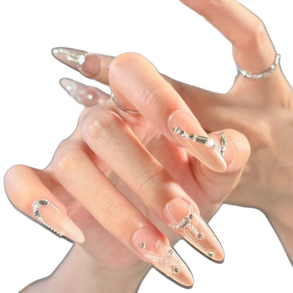Elegantes Stiletto Druck-Nagelkunst-Set mit Kristallakzenten Brehn