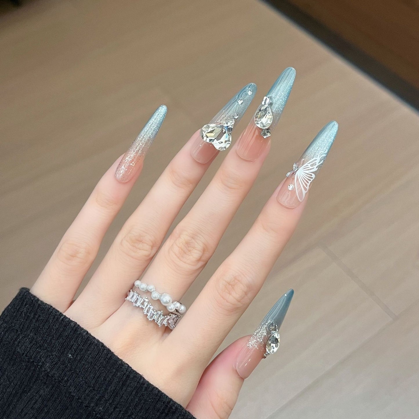 Künstlerische Kristall-verzierte Press-On Nagelkunst Brehn