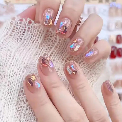 Hochwertiges Kunstnagelset mit Glitzer- und Holografischen Akzenten Brehn
