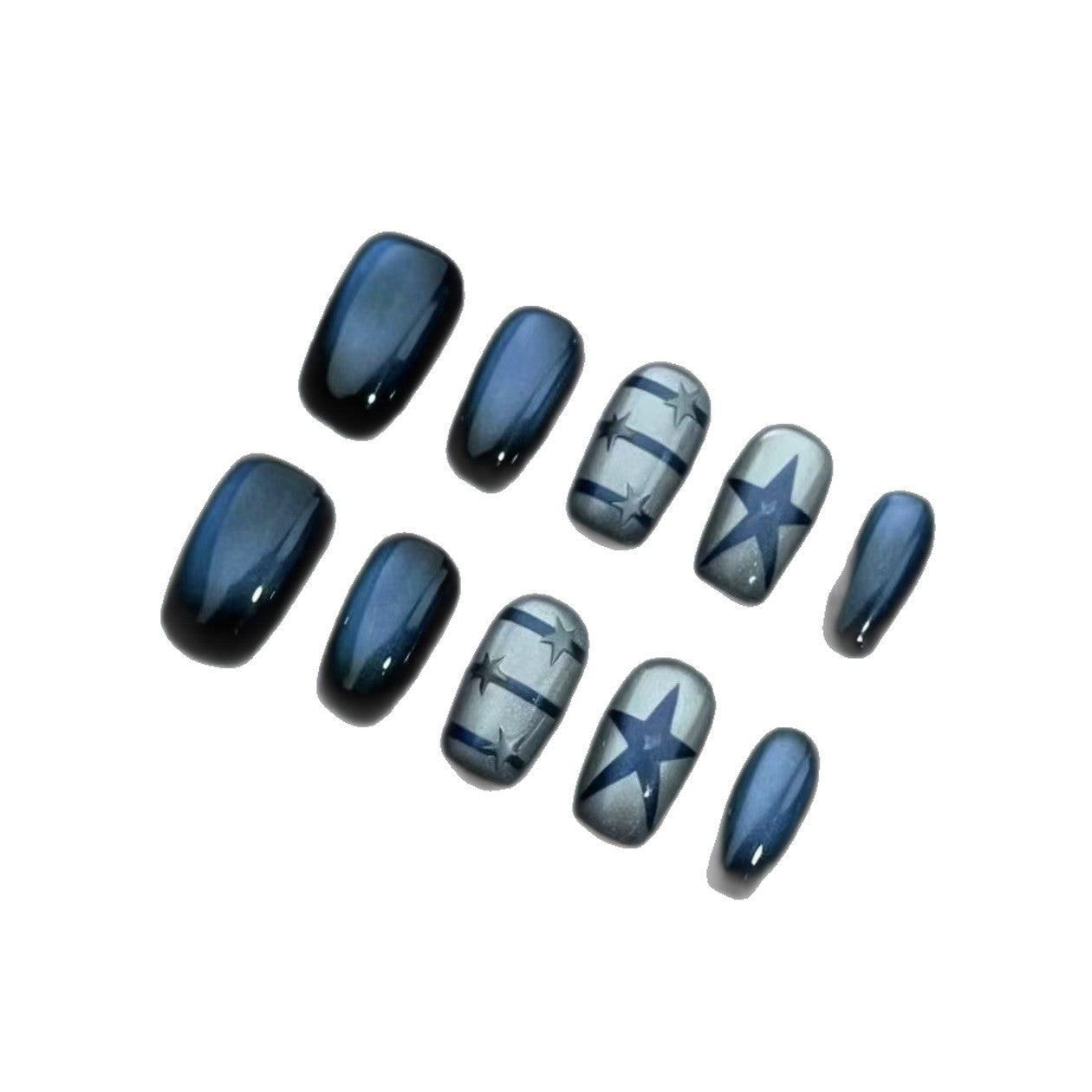 Elegantes Press-On Nagelkunst-Set mit sternförmigen Designs Brehn