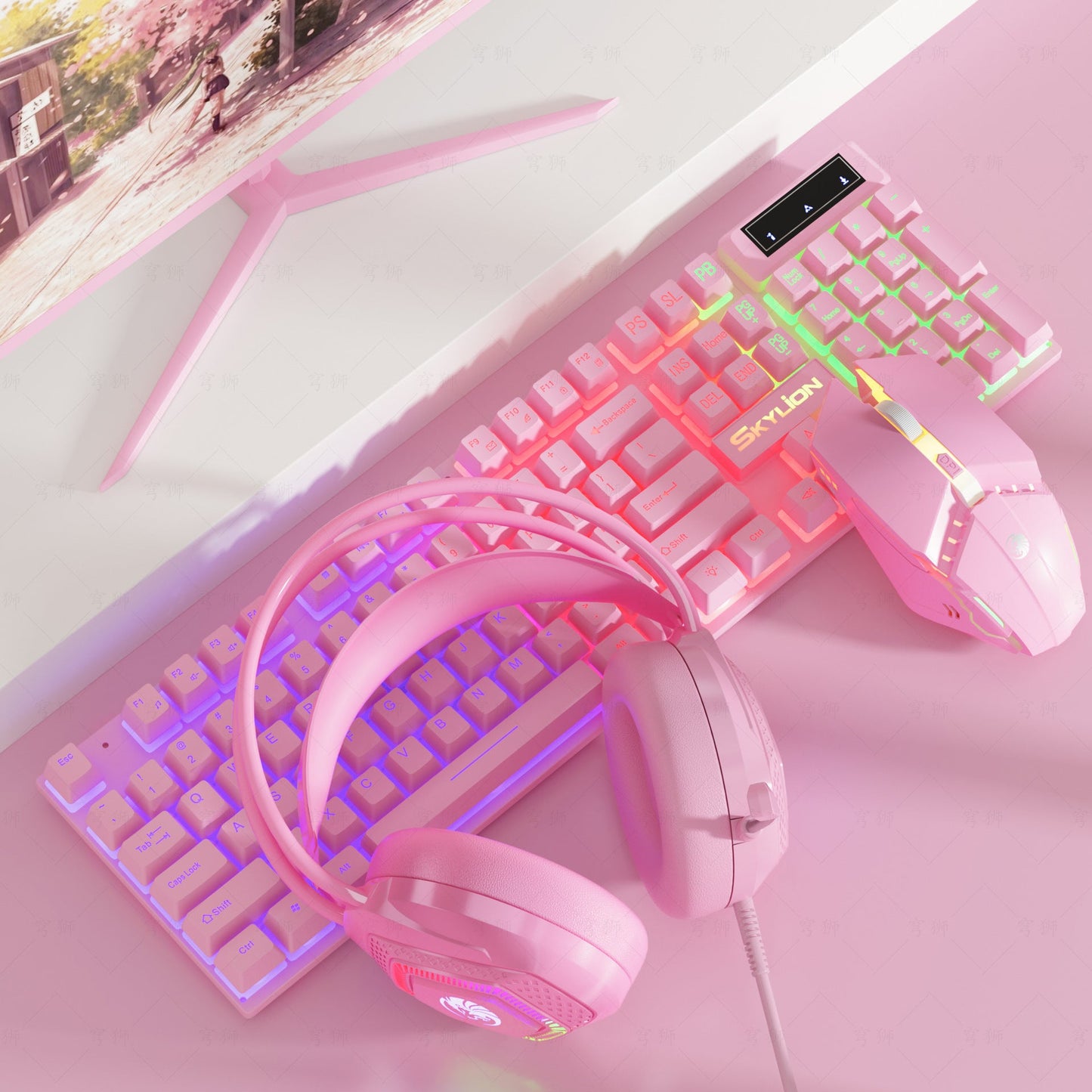 RGB Gaming-Tastatur, Headset und Maus-Set Brehn