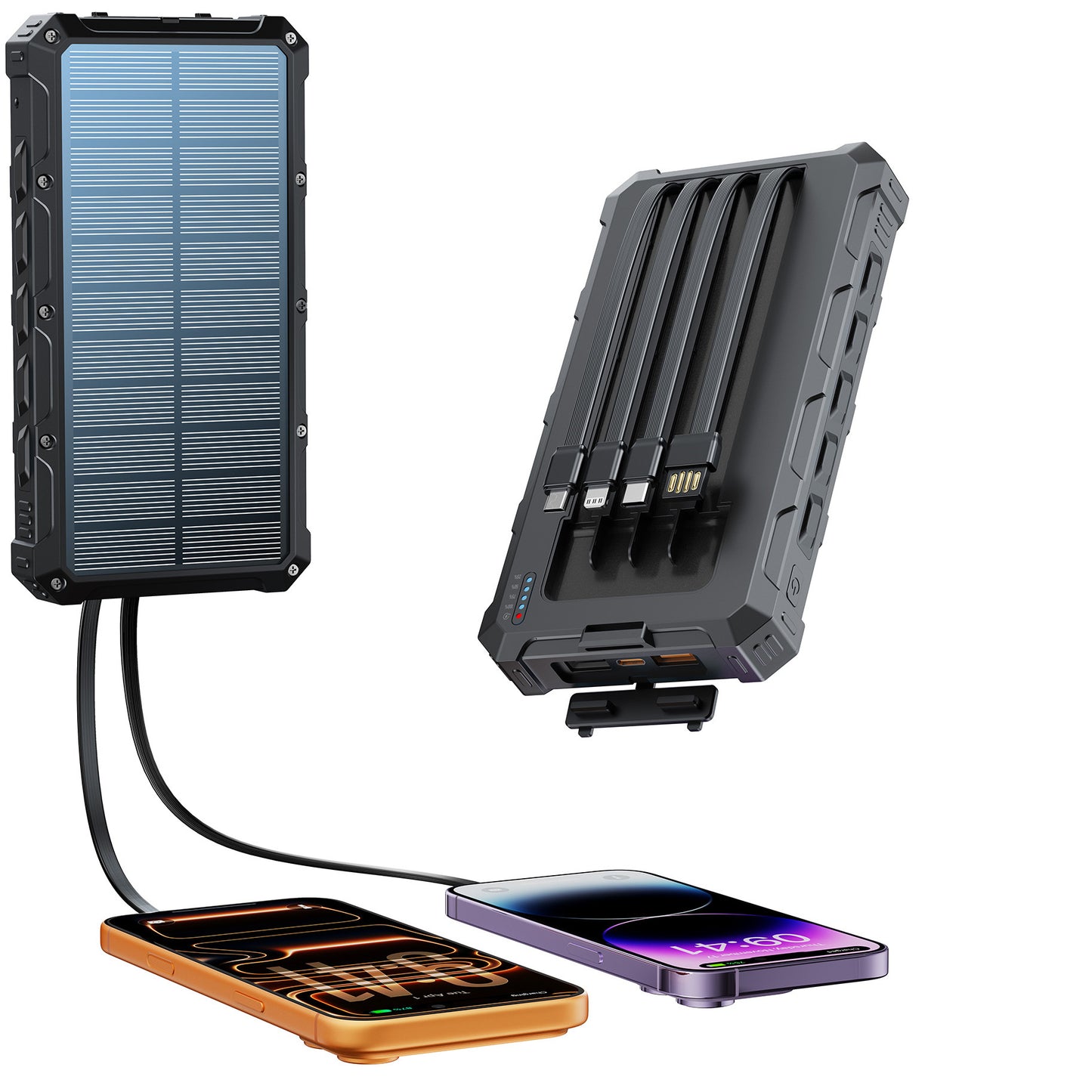 Solar Powerbank mit Multifunktionalem Anschlusssystem und Schnellladefunktion Brehn