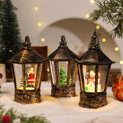 Nostalgische Weihnachtslaterne mit leuchtendem Weihnachtsmann-Motiv Brehn
