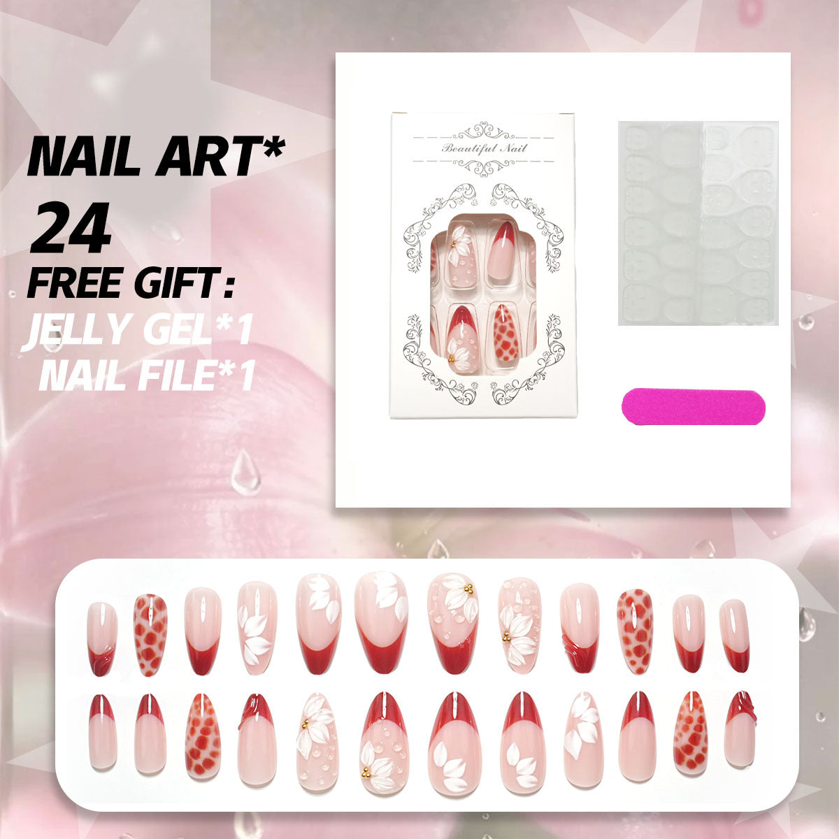 24-teiliger künstlerischer Nageldekorationssatz