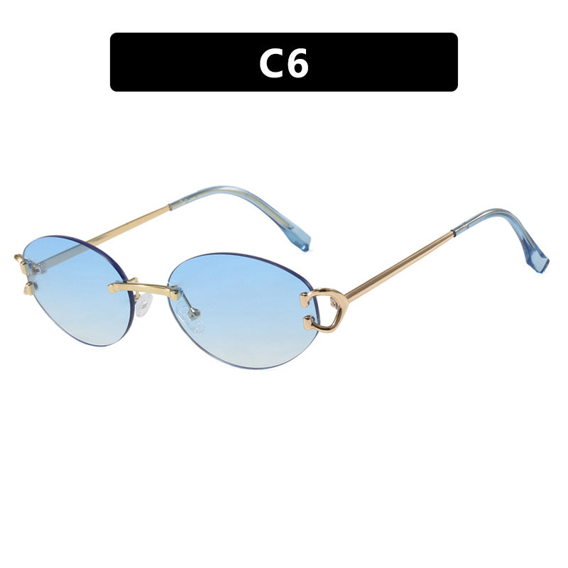 Damen elegante ovalförmige Sonnenbrille mit modischem Metallrahmen Brehn