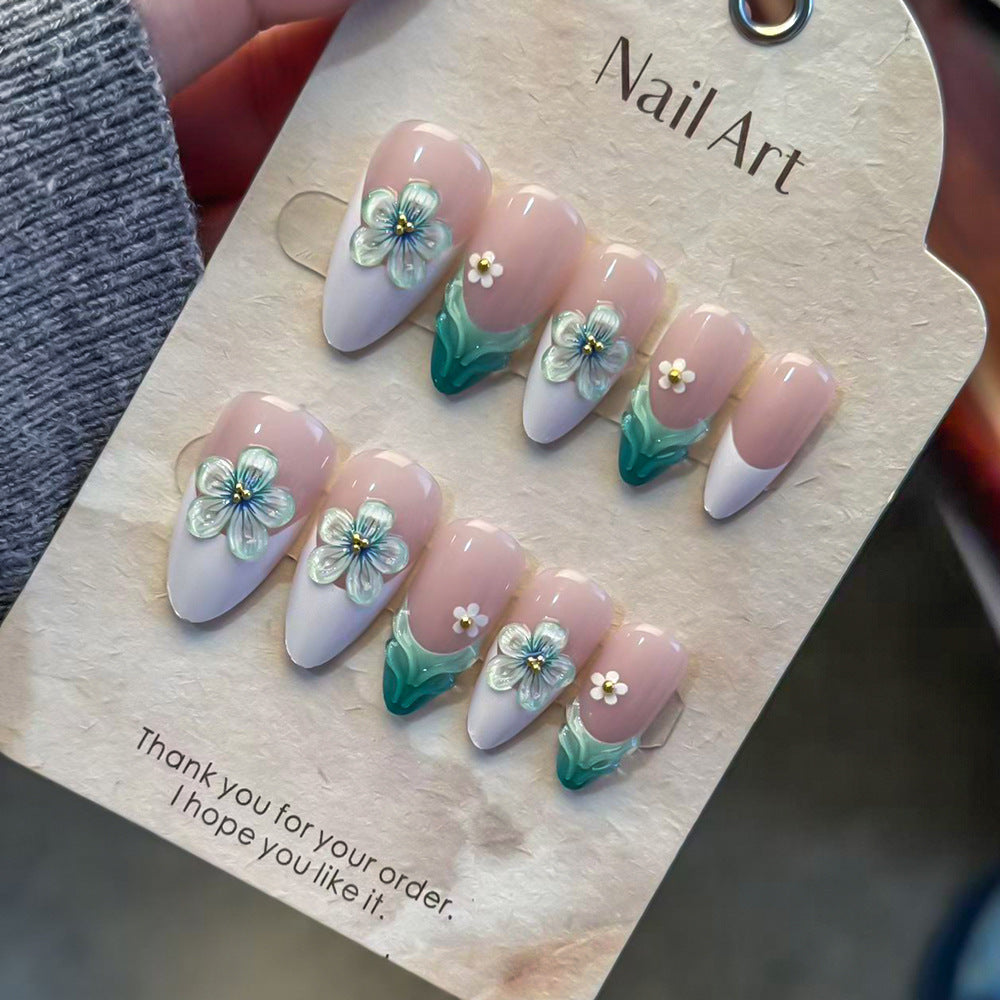 Blumenverzierte Press-On-Nagelset Brehn