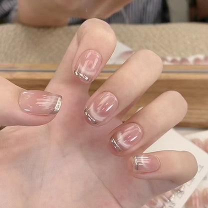 Elegante Gradient French Tip Press-On Nägel