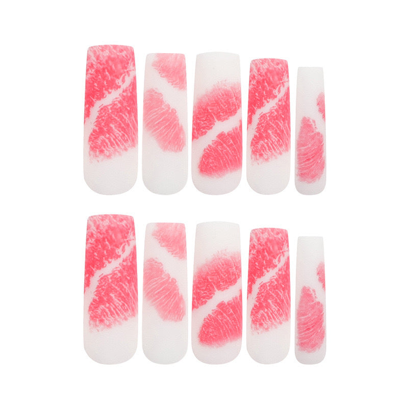 Kunstnagelset mit romantischem Lippen-Motiv Brehn