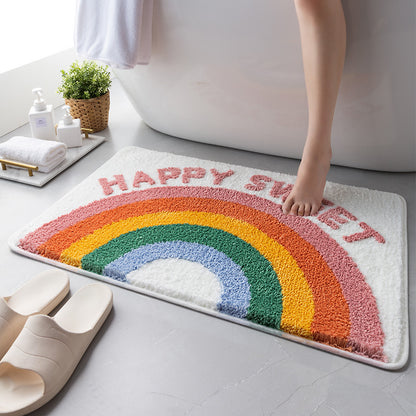 Fröhliche Regenbogen-Badmatte