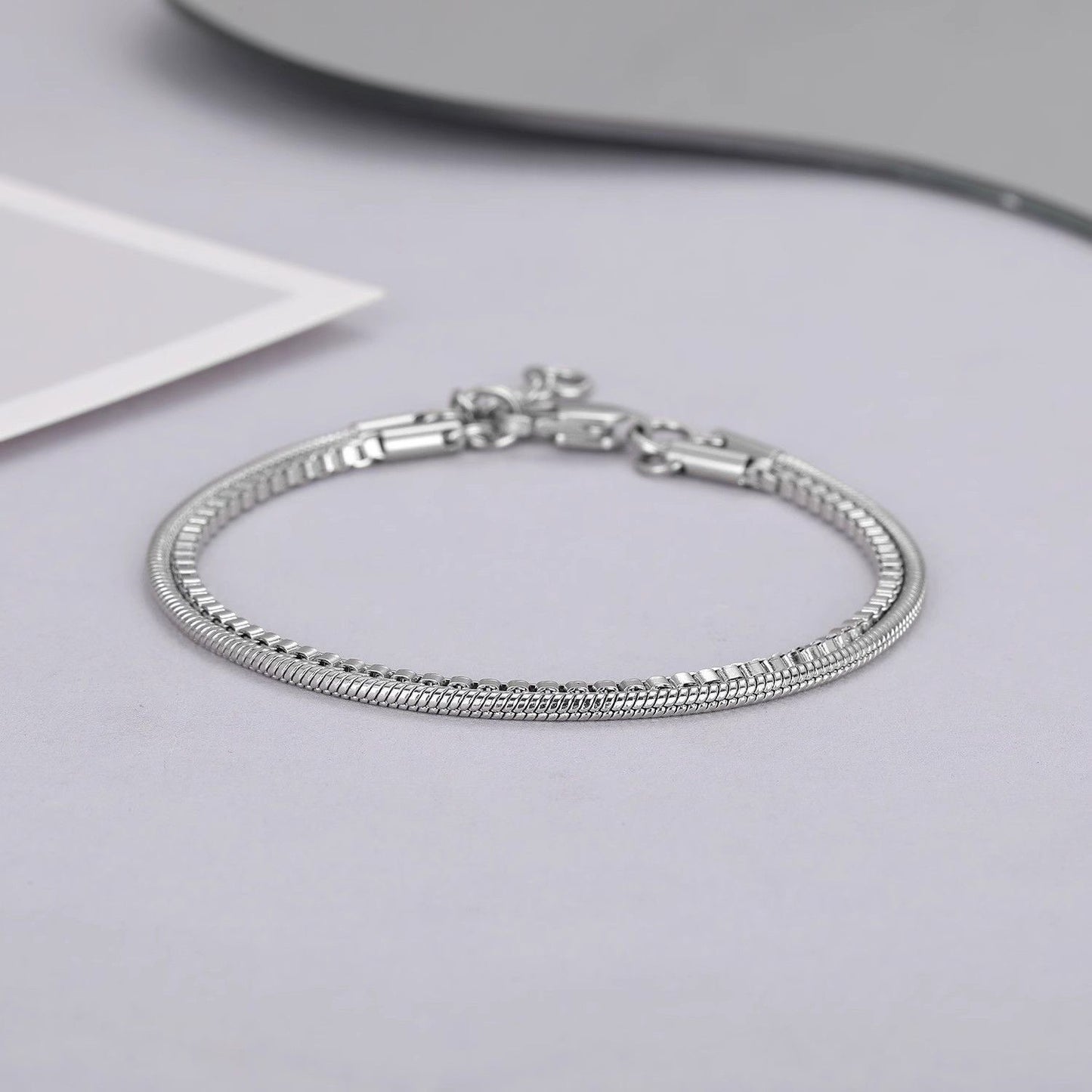 Elegante Doppel-Chain Edelstahlarmband Brehn