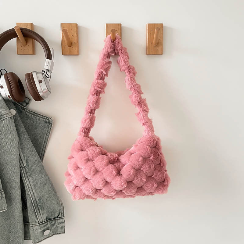 Gemütliche strukturierte Plüsch-Handtasche Brehn
