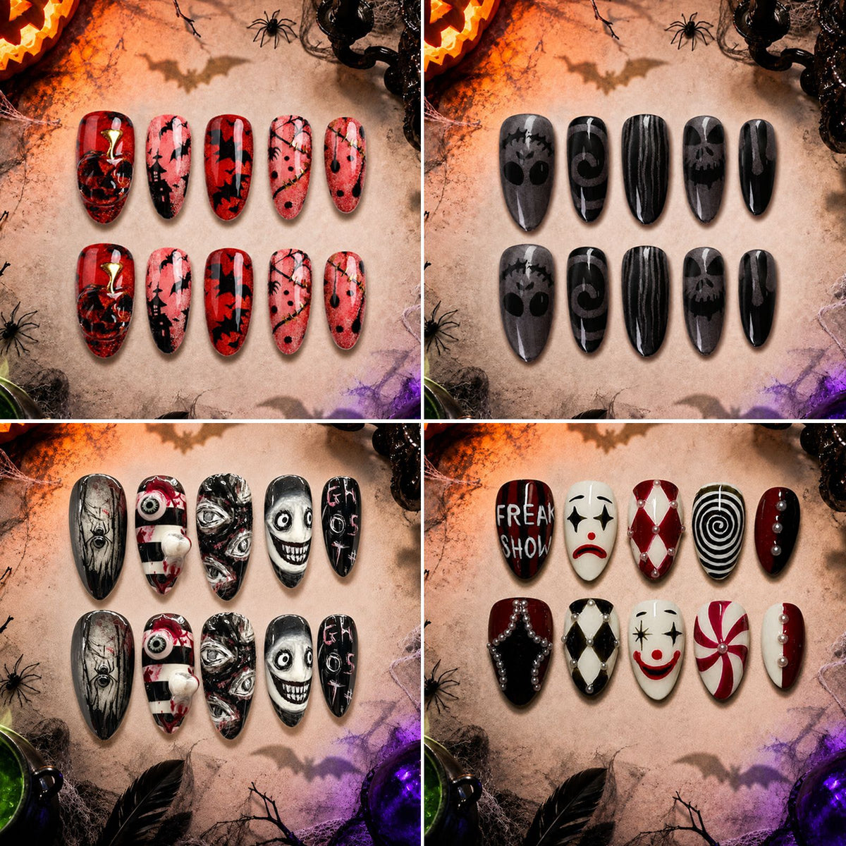 Kunstnagelset mit kreativen Halloween-Motiven Brehn