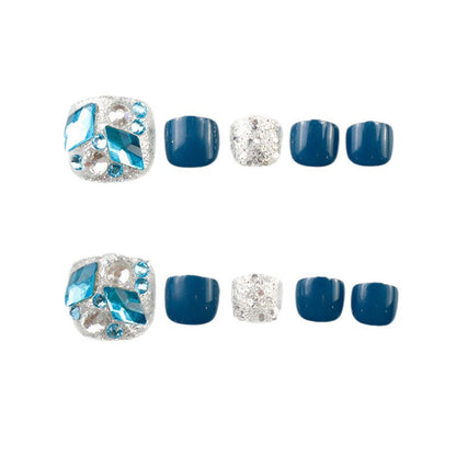 Rhinestone-beschlagene Press-On Fußnagel Set Brehn