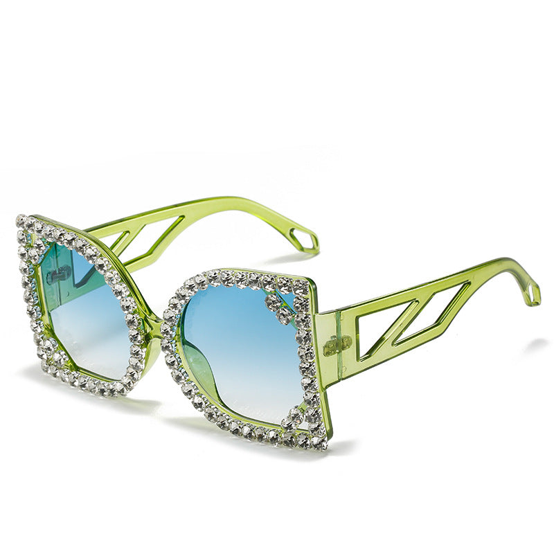 Statement Rhinestone-beschichtete sechseckige Sonnenbrille Brehn