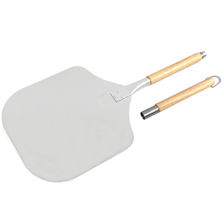 faltender Holzgriff Aluminium Pizzaschaufel mit abnehmbarer Teigschneider- und Bankmesser-Set Brehn