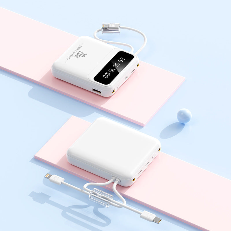 Tragbare Powerbank mit integriertem Ladekabel und digitaler Anzeige Brehn