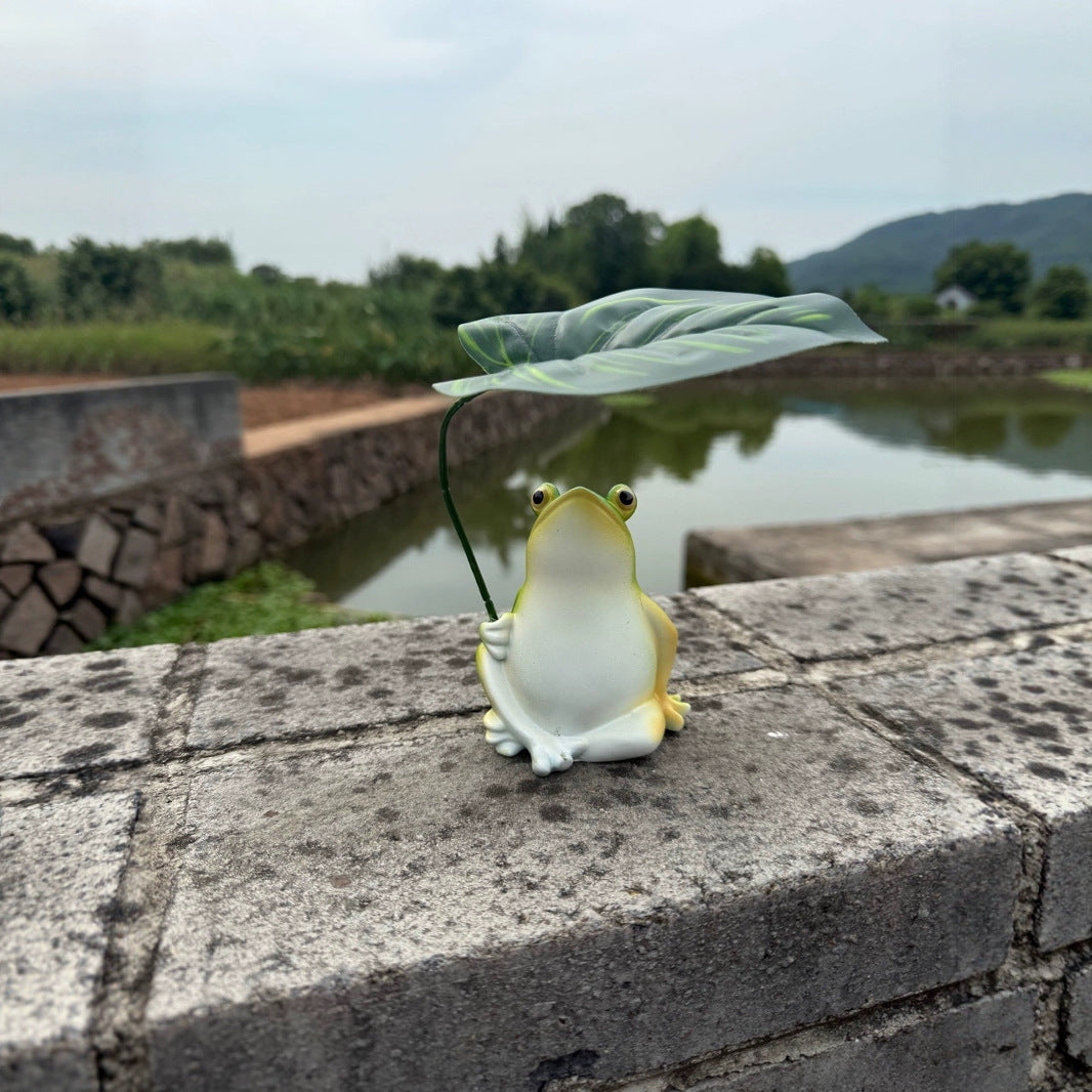 Verspielt Frosch Dekorationsfigur mit Blatt Brehn