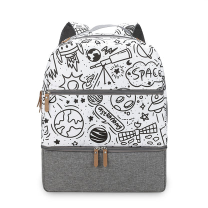 Rucksack mit Floralem Muster und Separatem Fach Brehn