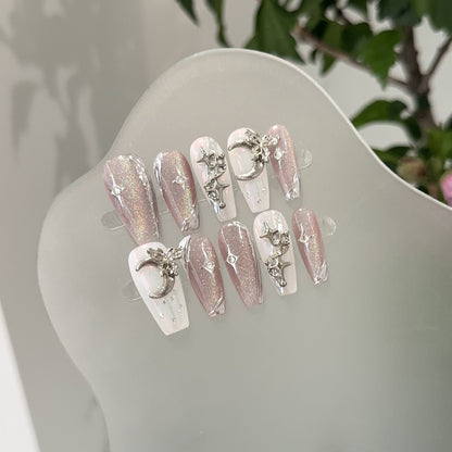 Glamorous Star und Mond Dekorative Aufklebe-Nagelset