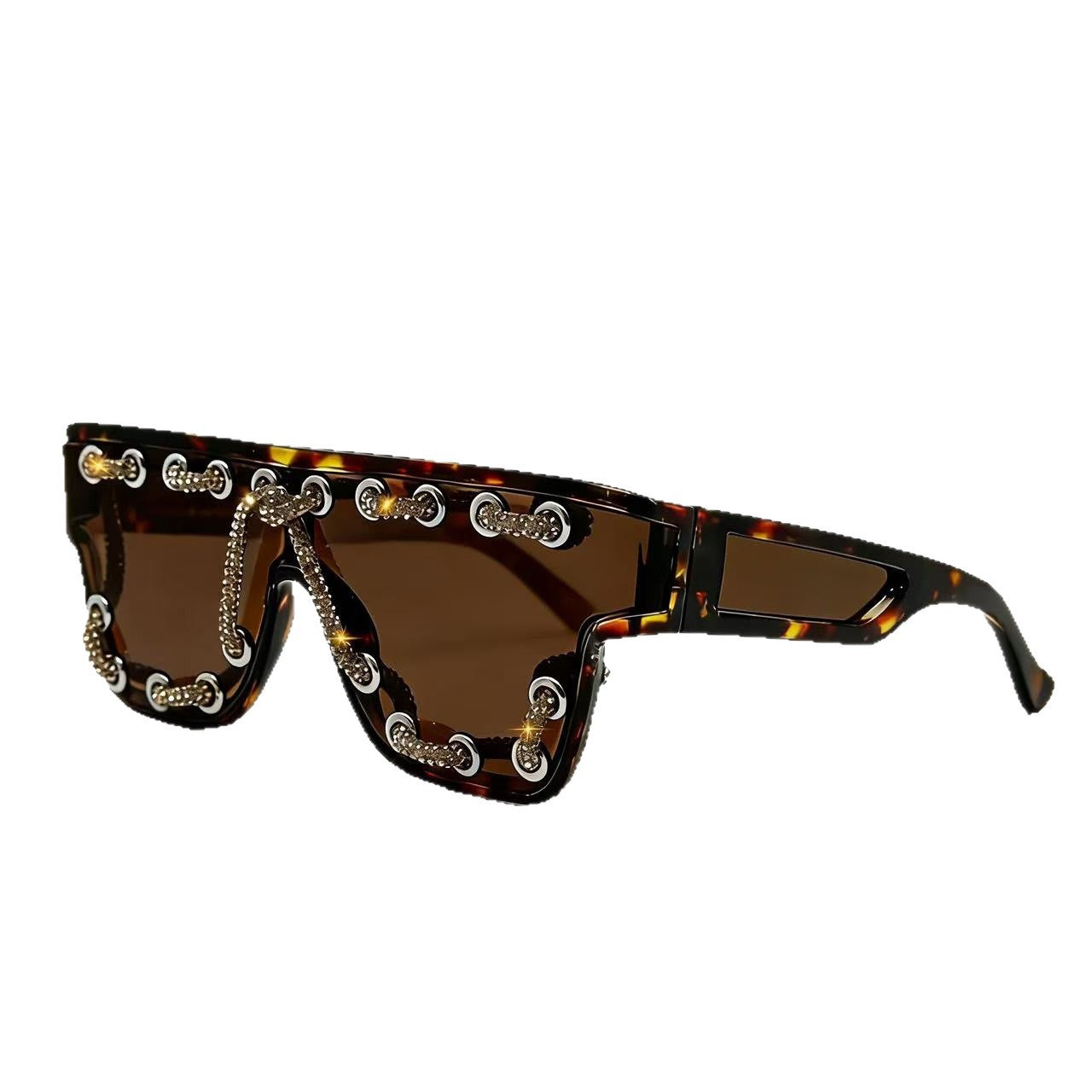 Damen Sonnenbrille mit extravagantem Design und dekorativer Kettenverzierung Brehn