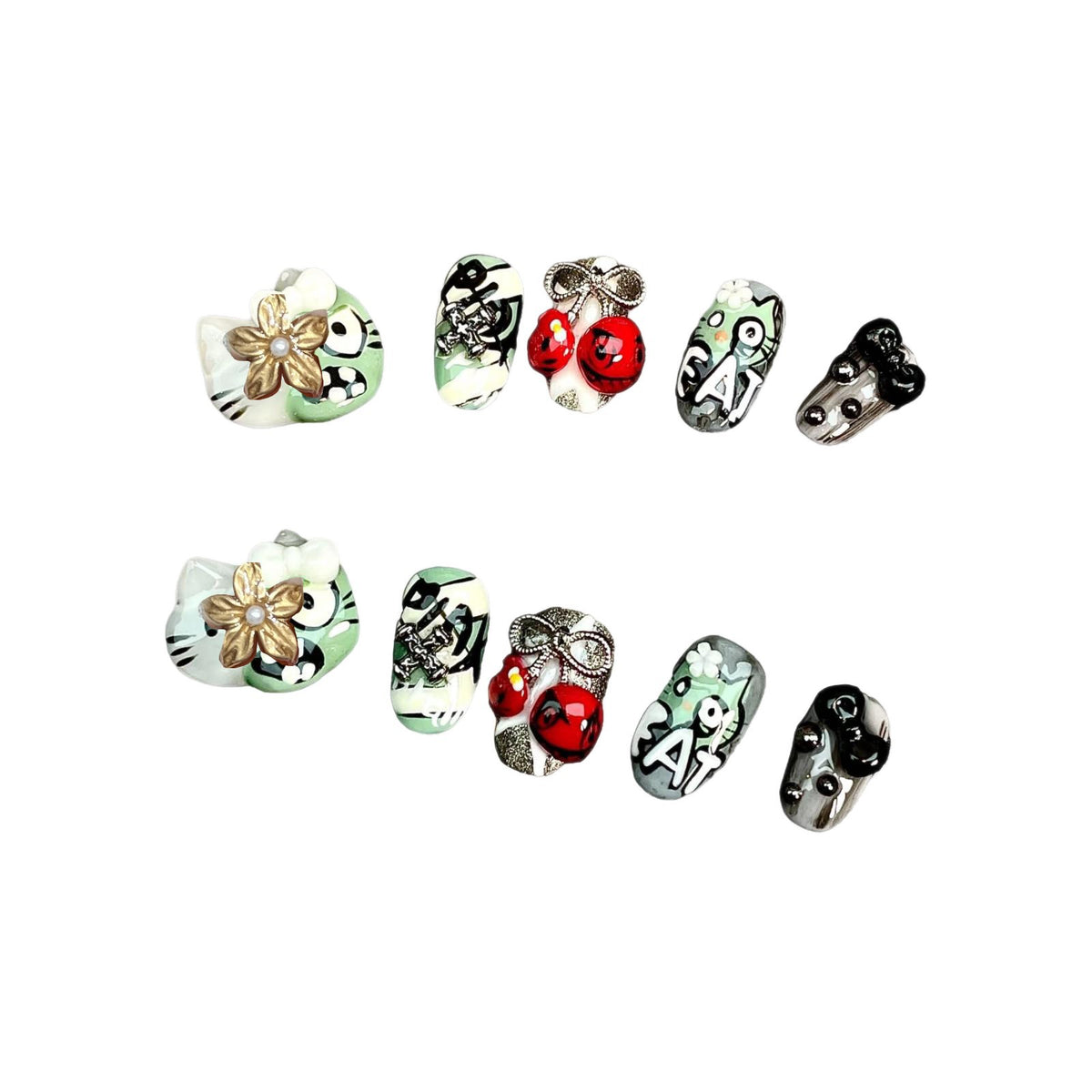 Verspieltes Charakterdesign Press-On Nagelkunstset Brehn