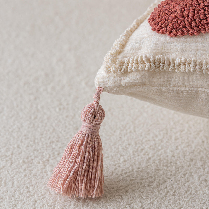 Rechteckiges tufted Buchstaben-Lendenkissen mit Loop-Pile 'LOVE' Akzent