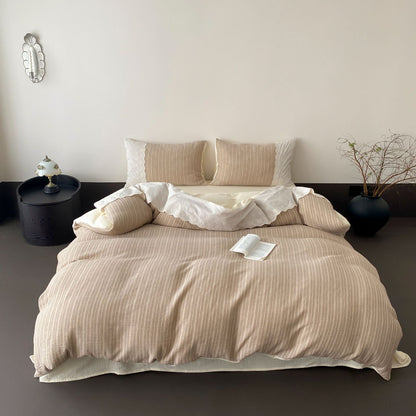 Bettwäsche-Set aus feinem Leinen-Baumwoll-Mix mit dezenter Streifenstruktur Brehn