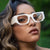 Damen oversized Sonnenbrille mit geometrischem Rahmen und UV-Schutz Brehn