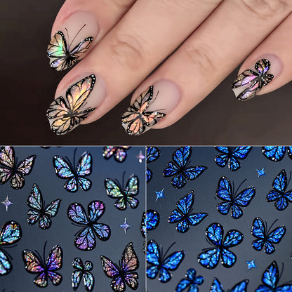 Glitzernde Schmetterling Nagelkunst Aufkleber