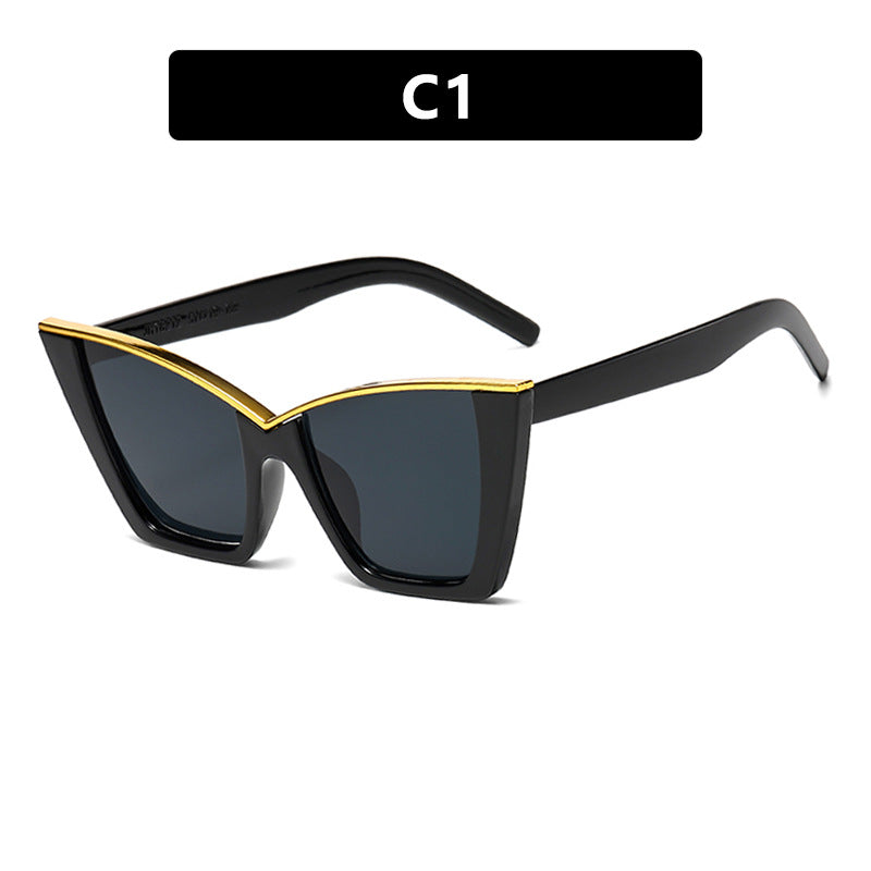 Damen extravagante Sonnenbrille mit einzigartigem Design und goldenen Akzenten Brehn