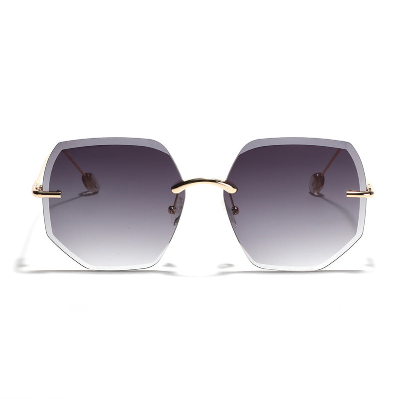 Damen geometrische Sonnenbrille mit hochwertigem Goldrahmen Brehn