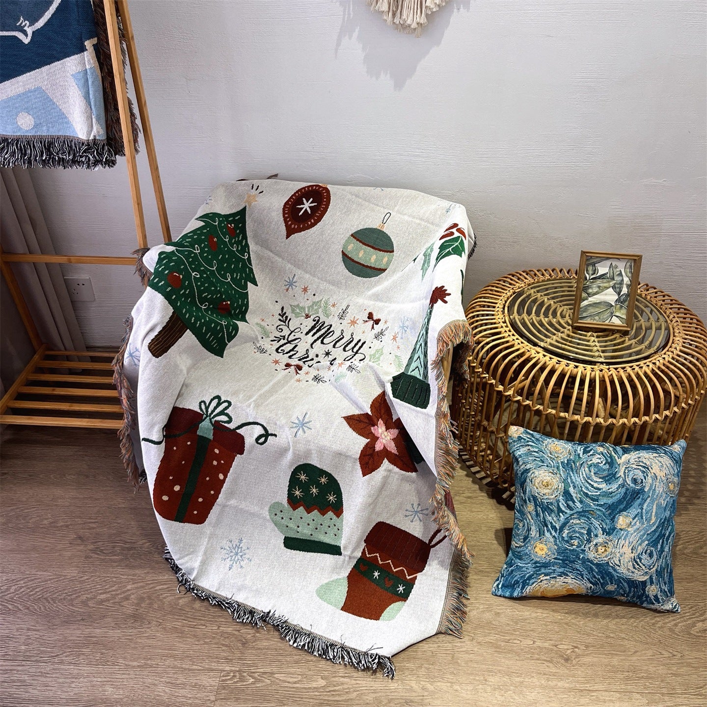 Festliches, holiday-themed gewobenes Werfdecke
