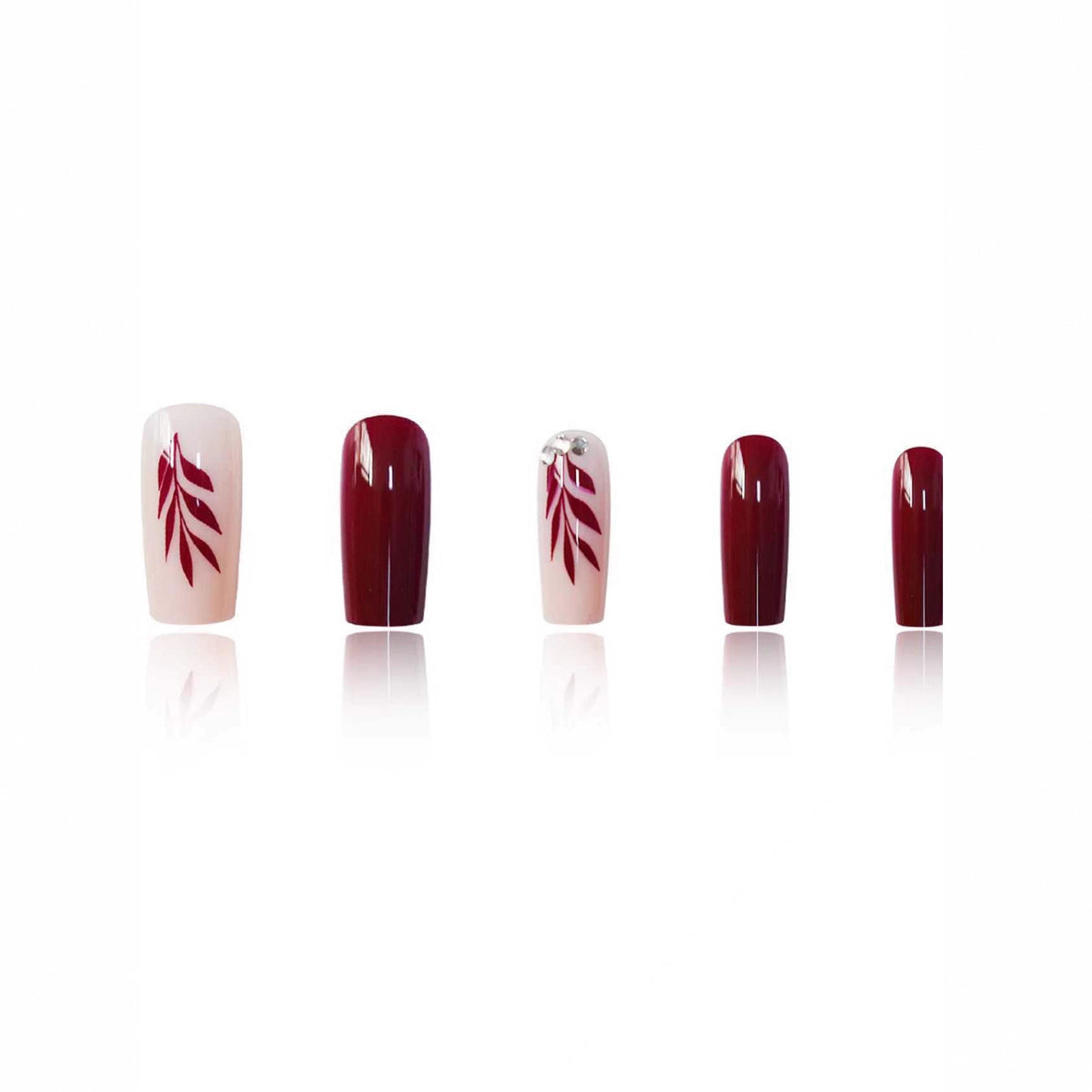 Elegante Blatt-Design Acryl-Nagelkunst Brehn