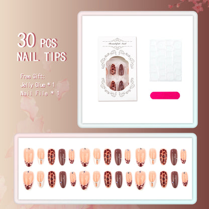 Künstlerisches Nagelkunstset mit Giraffendruck und glänzendem Finish