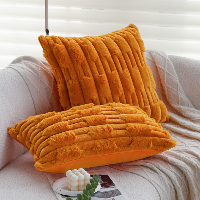 Quadratischer Soft‑Teddy Kissenbezug mit 3D‑Rippenplüschstruktur und verdecktem Reißverschluss Brehn