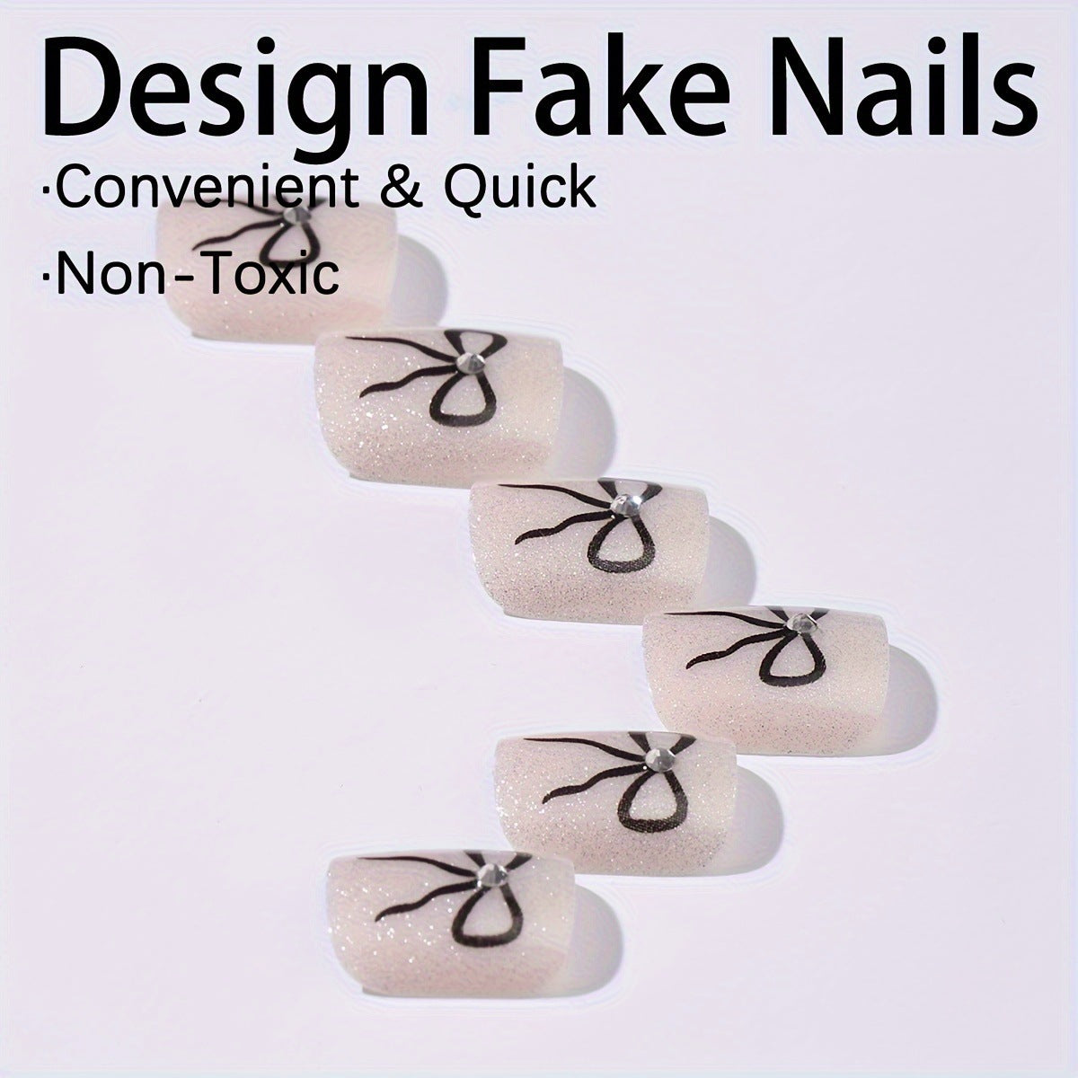 Kunstnagelset mit funkelnden Akzenten und eleganten Schleifen Brehn