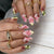Kunstnagelset mit floralen 3D-Applikationen und Glanzfinish Brehn