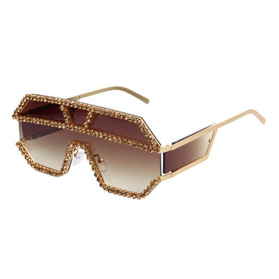 Damen stilvolle Sonnenbrille mit geometrischem Rahmen und Strassverzierung Brehn
