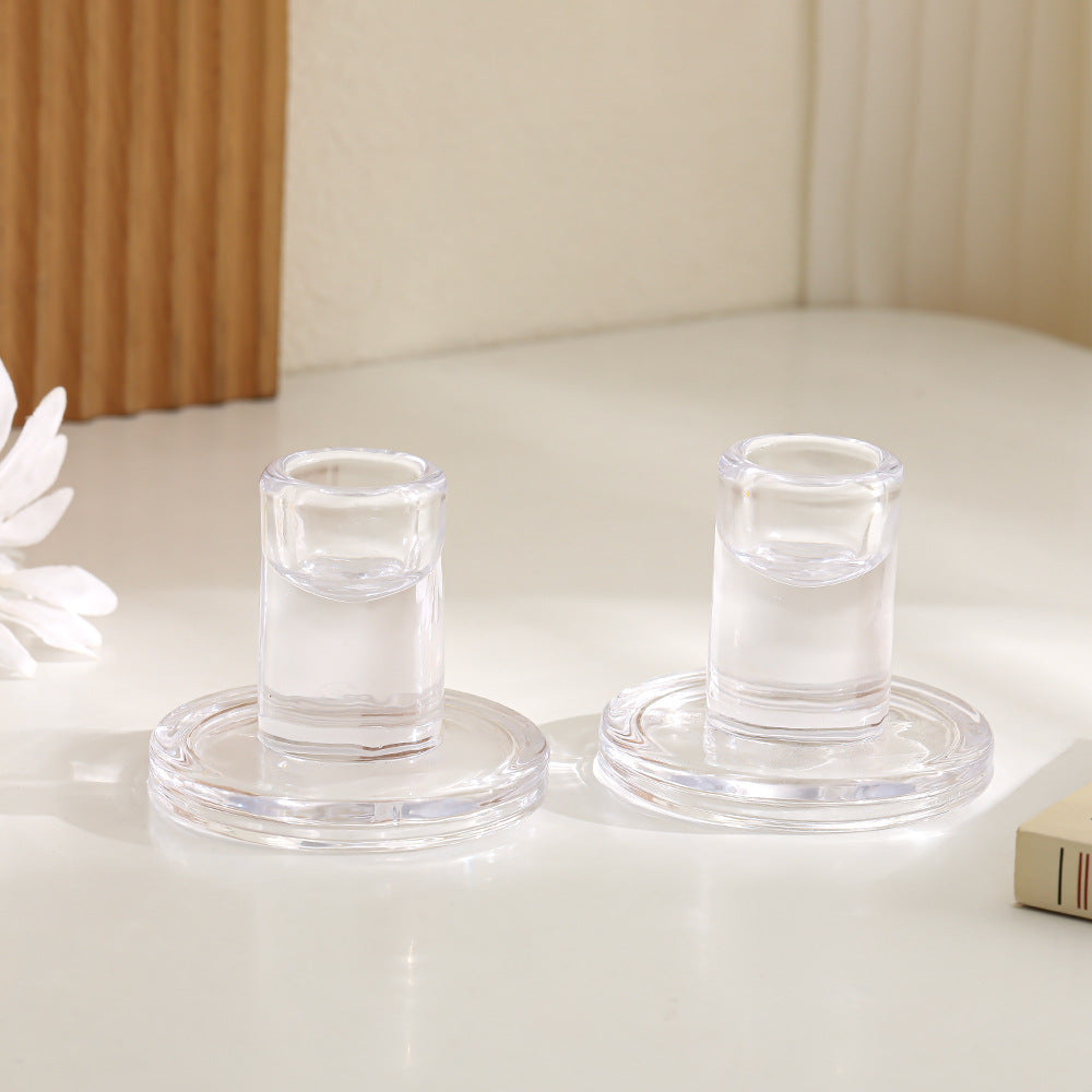 Klare Dicke Glas Taper Kerzenhalter Set Minimalistische Zylinderbasis Brehn