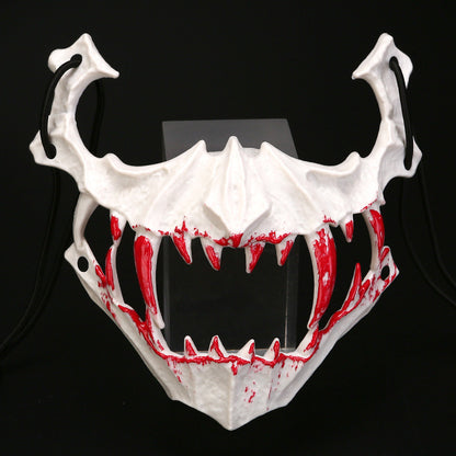 Halbgesichtsmaske mit fletschenden Vampirzähnen und verstellbarem Gummiband