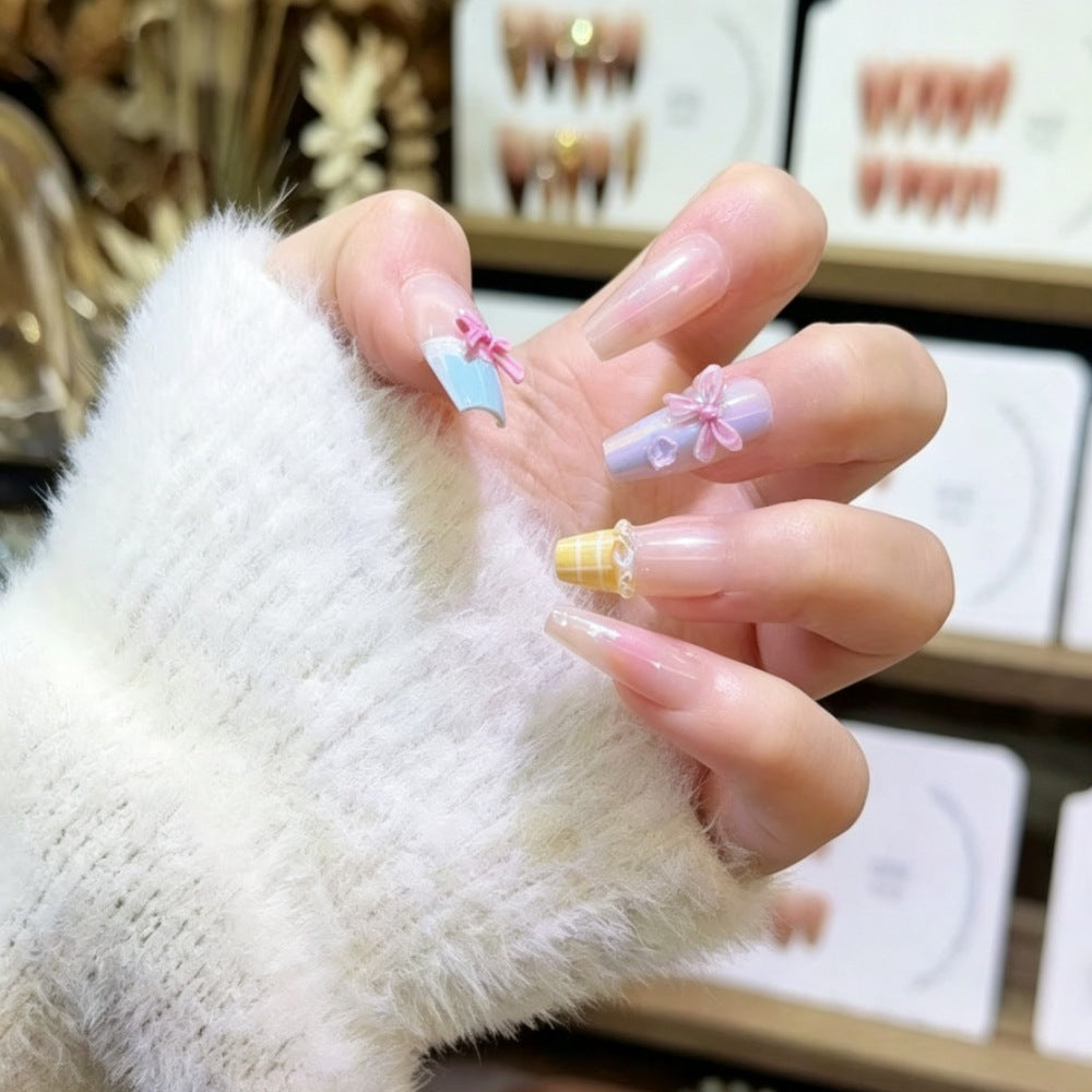 Erweitertes Glitzer-verstärktes Press-On Nagelset Brehn