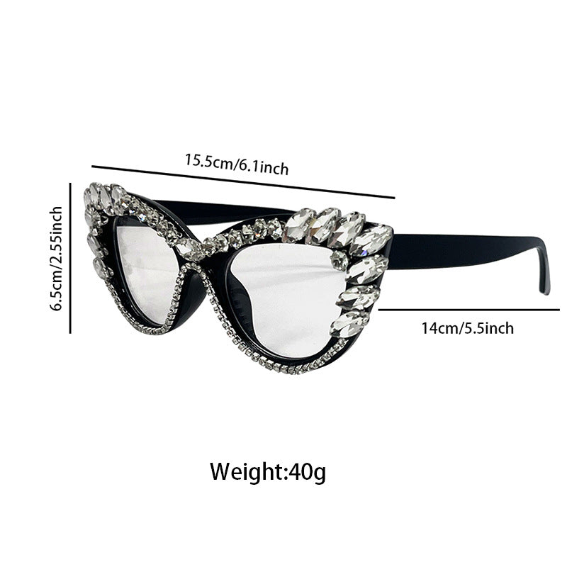 Luxuriöse Katzenaugen-Rhinestone-Sonnenbrille Brehn
