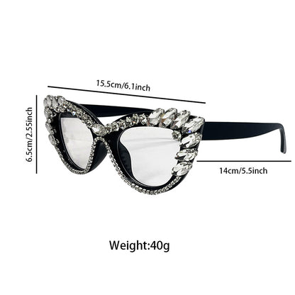 Luxuriöse Katzenaugen-Rhinestone-Sonnenbrille Brehn