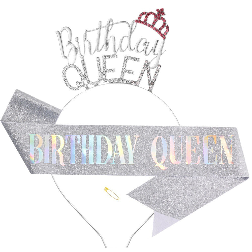Damen Glitzernder Haarreif mit "Birthday Queen"-Schriftzug Brehn